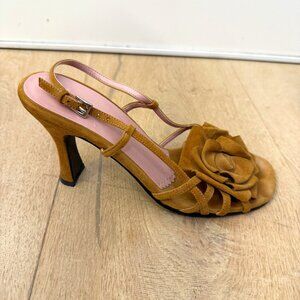 BP Flower Embellished Suede Slingback Sandal